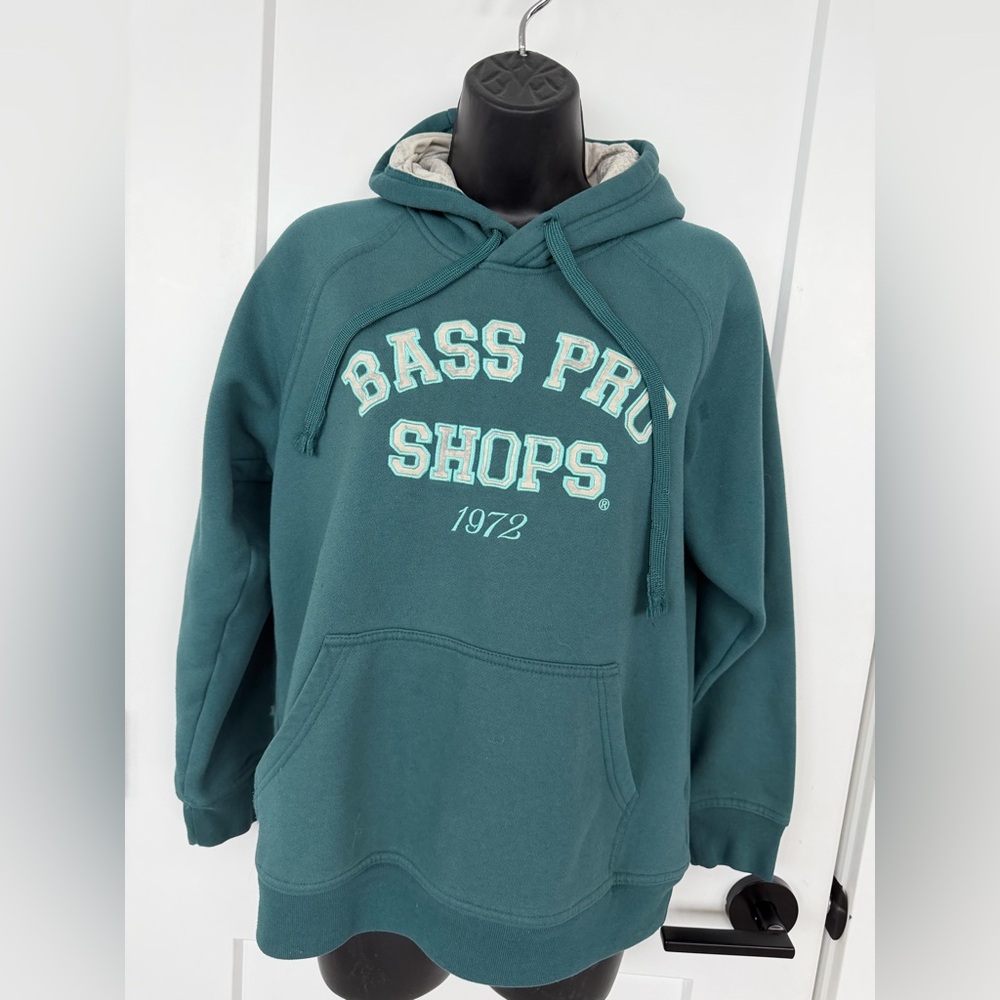 WOMENS BASS PRO SHOPS HOODIE WITH KANGAROO POUCH FRONT AND DRAWSTRING NECK TIES